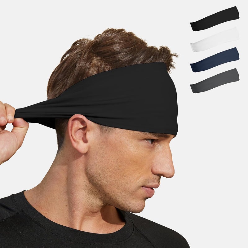 VIMPEP Tenacious Sports Headbands for Men Soft Feeling Non Silp Sweatband Workout Headband for Running,Cycling,Basketball,Tennis,Yoga Fitness Stretchy Quick-Dry Hairband for Unisex (3/4/6 Pack) - Image 1